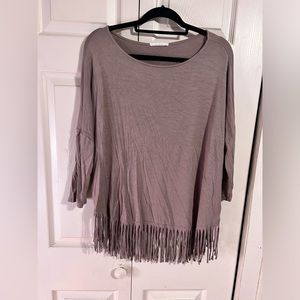 Cute taupe colored fringe top